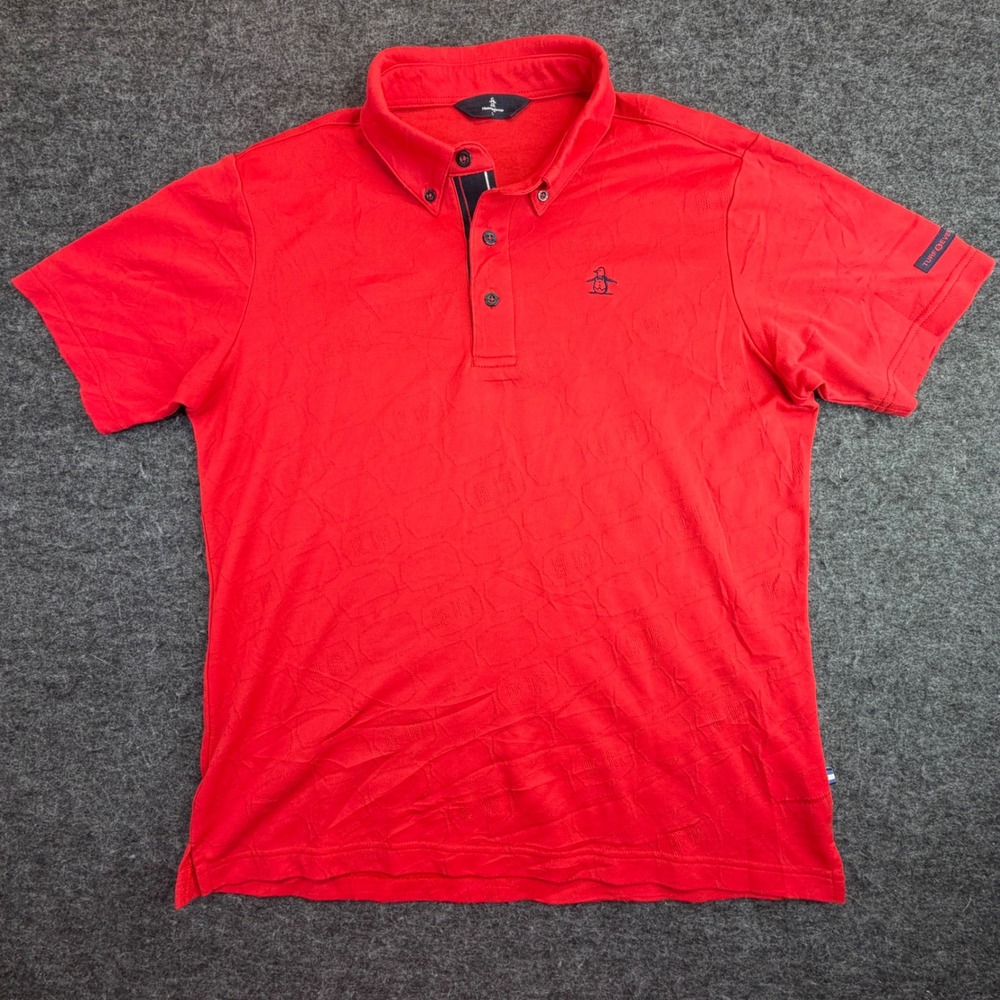 Munsingwear Polo Shirt Mens L Red Short Sleeve Textured Turf Everyday